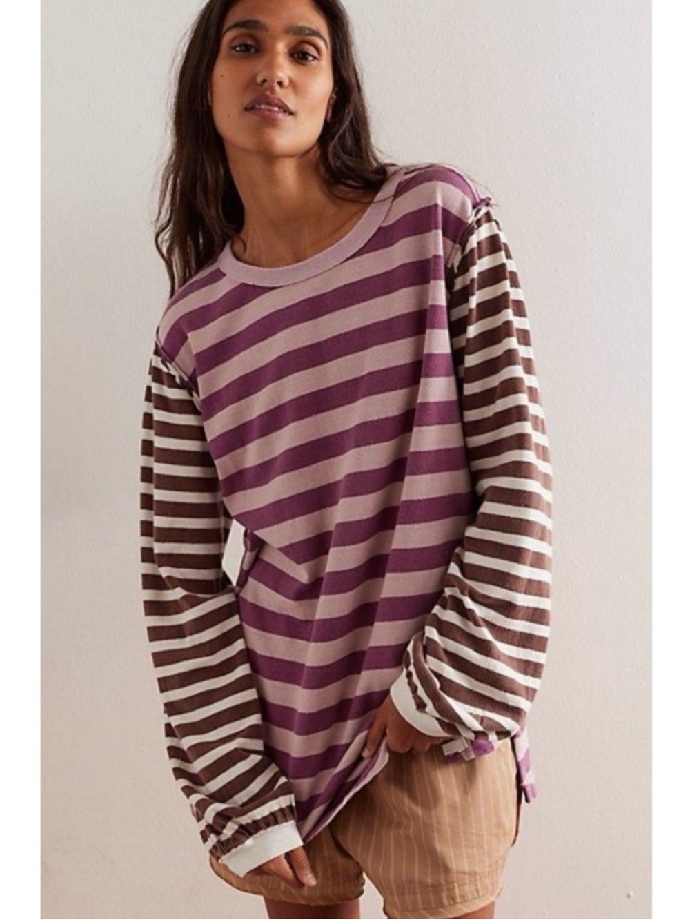 Free People Sawyer Cotton Stripe Tee Large